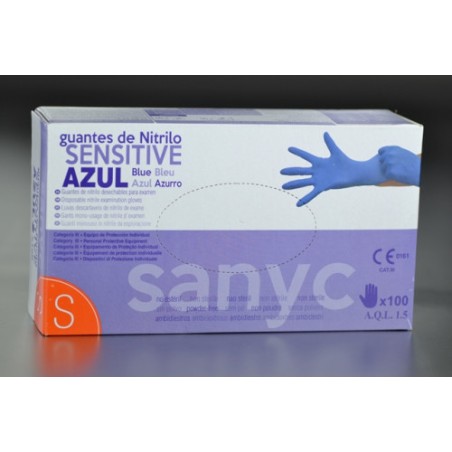 5456-PAQUETE DE 100 GUANTES NITRILO SENSITIVE S/P  T-P P-100 EXAMEN SANICEN GU103