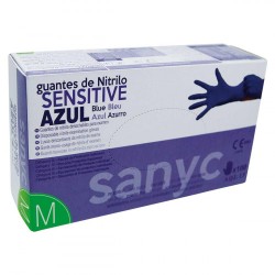 5457-PAQUETE DE 100 GUANTES NITRILO SENSITIVE S/P  T-M P-100 EXAMEN SANICEN GU104