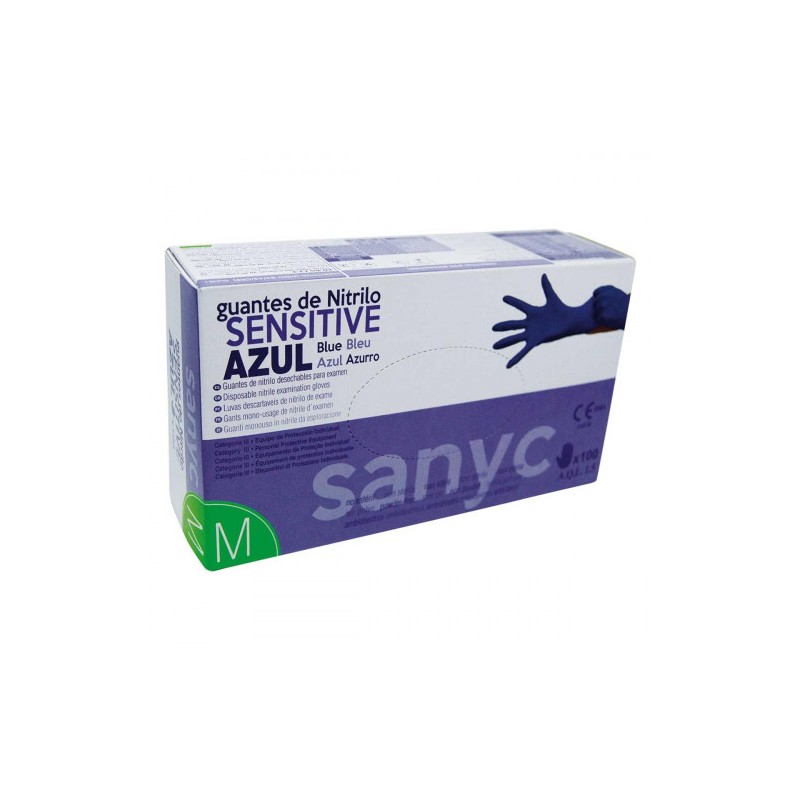 5457-PAQUETE DE 100 GUANTES NITRILO SENSITIVE S/P  T-M P-100 EXAMEN SANICEN GU104