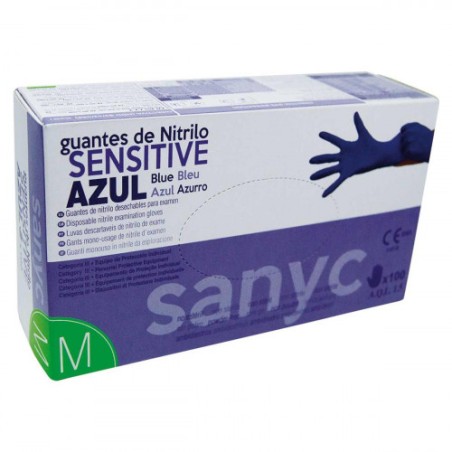 5457-PAQUETE DE 100 GUANTES NITRILO SENSITIVE S/P  T-M P-100 EXAMEN SANICEN GU104