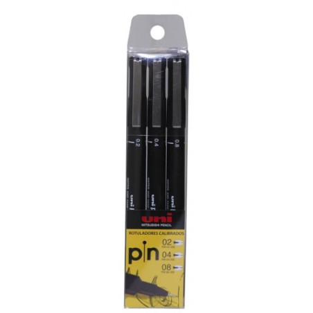 548-ESTUCHE 3 ROTULADORES CALIBRADOS 2/4/8MM. UNIPIN UNI-BALL 182634338