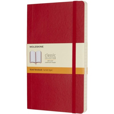 LIBRETA CLASICA TAPA BLANDA ROJO ESCARLATA L 13X21CM RAYADA MOLESKINE QP616F2