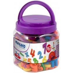 5589-JUEGO LETRAS NUMEROS MAGNETICOS BOTE DE 162 PIEZAS MINILAND 97915