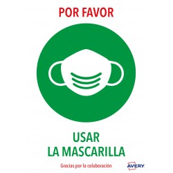 5619-SENALES ADHESIVOS PREIMPRESO  "USAR MASCARILLAS " SOBRE DE 2 HOJAS EN A4 AVERY AV_KITCOVID2_ES