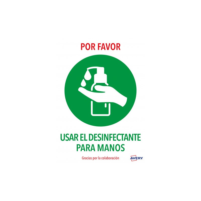 5621-SENALES ADHESIVOS PREIMPRESO "USAR DESINFECTANTE PARA LAS MANOS" SOBRE DE 2 HOJAS EN A4 AVERY AV_KITCOVID3_ES 5621-SENALES ADHESIVOS PREIMPRESO "USAR DESINFECTANTE PARA LAS MANOS" SOBRE DE 2 HOJAS EN A4 AVERY AV_KITCOVID3_ES