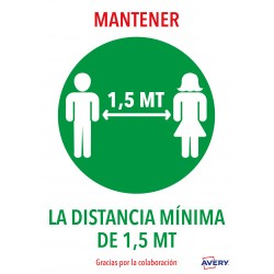 5623-SENALES ADHESIVOS PREIMPRESO  "MANTENER DISNTACIA MINIMA DE 1,5 MT" SOBRE DE 2 HOJAS EN A4 AVERY AV_KITCOVID4_ES