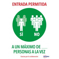 5627-SENALES ADHESIVOS PREIMPRESO  "ENTRADA PERMITIDA" SOBRE DE 2 HOJAS EN A4 AVERY AV_KITCOVID6_ES