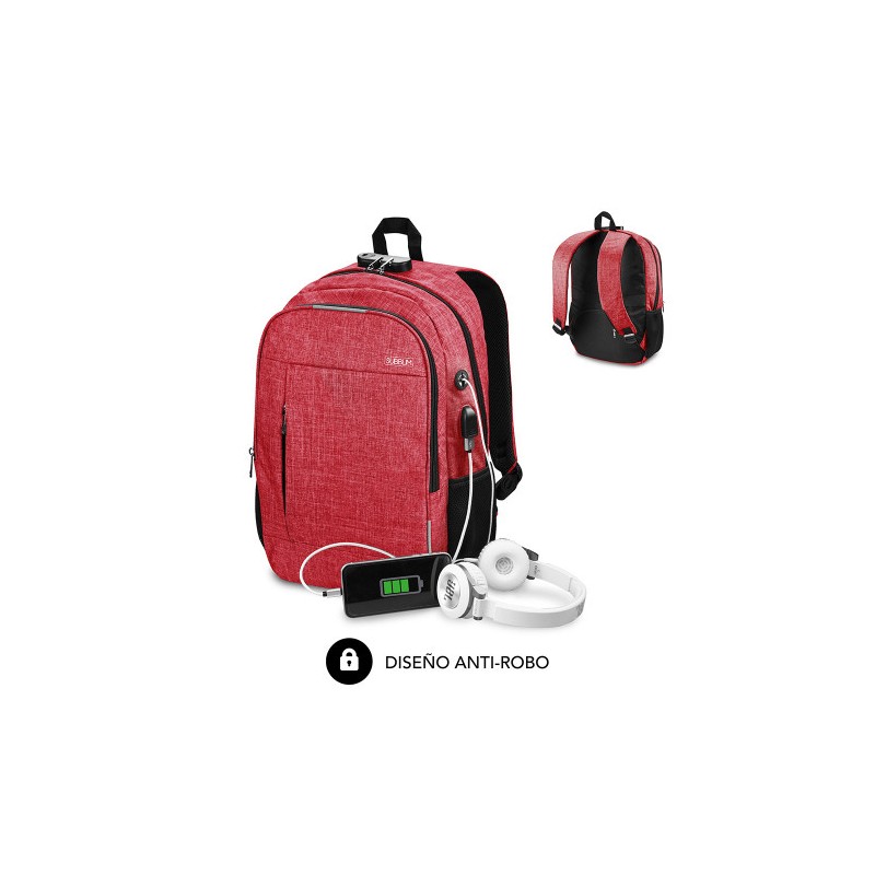 5776-SUBBLIM Mochila para Portatil Urban Lock Backpack 16" Red 5776-SUBBLIM Mochila para Portatil Urban Lock Backpack 16" Red