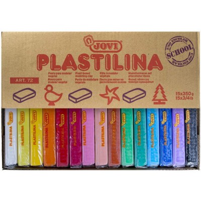 CAJA EXPOSITORA 15 PASTILLAS PLASTILINA 350 G COLORES SURTIDOS JOVI 72S