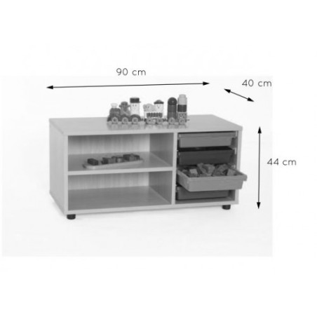 5799-MUEBLE SUPERBAJO ESTANTERIA CUBETERO 900 HAYA MOBEDUC 600111HP18