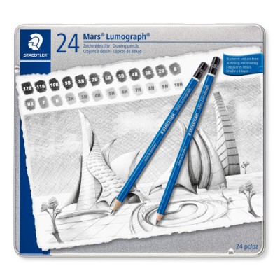 ESTUCHE DE METAL CON 24 LaPICES GRADUACIONES STAEDTLER 100 G24