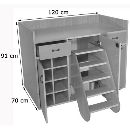5977-MUEBLE CAMBIADOR CON ESCALERA GIRATORIA (3 PUERTAS) HAYA MOBEDUC 600709HPS18