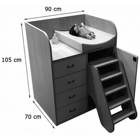 5979-MUEBLE CAMBIADOR CON ESCALERA GIRATORIA Y CAJONES HAYA MOBEDUC 600716HPS18