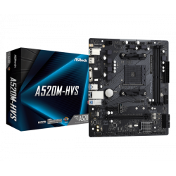 6611-PLACA ASROCK A520M-HVS,AMD,AM4,A520,2DDR4,64,VGA+HDMI,4SATA3,1M.2,4USB2.0,2USB3.2,USB-C,1GB,MATX