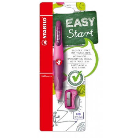 680-PORTAMINAS EASYERGO MINAS EXTRA GRUESAS 3,15MM. PARA DIESTROS ROSA STABILO B-46870-5