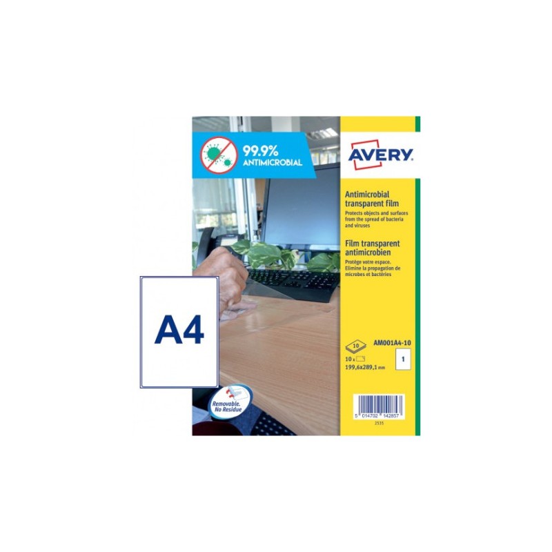 6848-Avery AM001A4 etiqueta autoadhesiva Rectangulo Desmontable Transparente 10 pieza(s) 6848-Avery AM001A4 etiqueta autoadhesiva Rectangulo Desmontable Transparente 10 pieza(s)