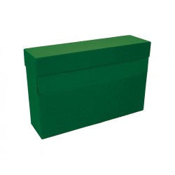 6918-CAJA TRANSFERENCIA A4 CARTON FORRADO EN GELTEX (35X25,5X 11 CM) VERDE MARIOLA 1675VE