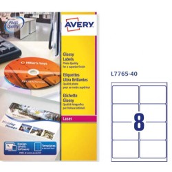 6978-CAJA DE 40 HOJAS (8 ETIQXHOJA) ETIQUETAS BLANCAS BRILLANTES 99,1X67,7MM AVERY L7765-40