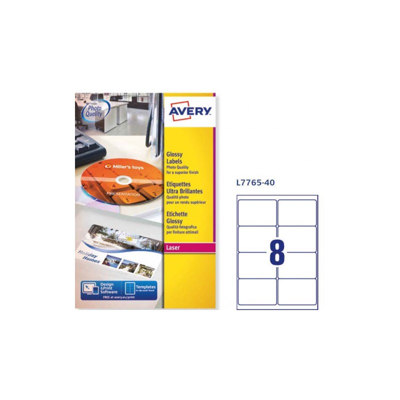 6978-CAJA DE 40 HOJAS (8 ETIQXHOJA) ETIQUETAS BLANCAS BRILLANTES 99,1X67,7MM AVERY L7765-40 6978-CAJA DE 40 HOJAS (8 ETIQXHOJA) ETIQUETAS BLANCAS BRILLANTES 99,1X67,7MM AVERY L7765-40