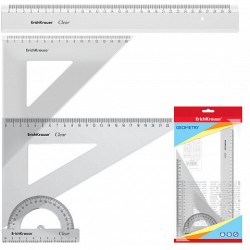 7021-SET DE GEOMETRIA GRANDE (REGLA 30 CM, ESCUADRA 16 CM/45o, ESCUADRA 22 CM/60o, TRANSPORTADOR 180o/10CM) ERICH KRAUSE
