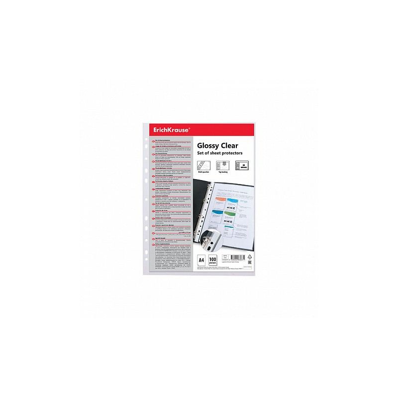 7038-SET DE 100 FUNDAS MULTITALADRAS GLOSSY CLEAR, 60 MCM, A4, TRANSPARENTE ERICH KRAUSE 46703 7038-SET DE 100 FUNDAS MULTITALADRAS GLOSSY CLEAR, 60 MCM, A4, TRANSPARENTE ERICH KRAUSE 46703