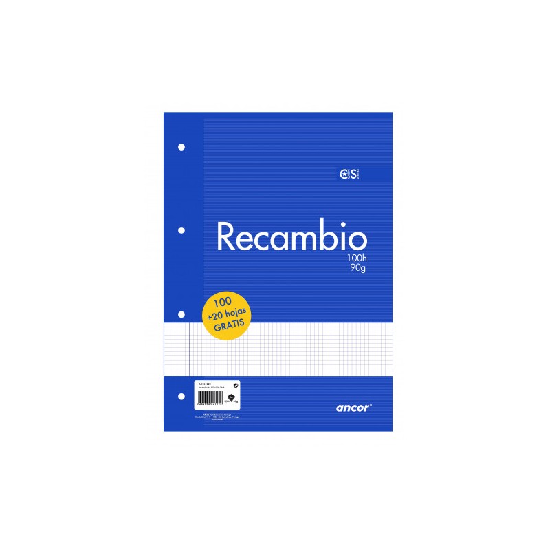 7098-RECAMBIO A4 100+20 HOJAS 90G Q4X4 4 TALADROS ANCOR 061222 7098-RECAMBIO A4 100+20 HOJAS 90G Q4X4 4 TALADROS ANCOR 061222