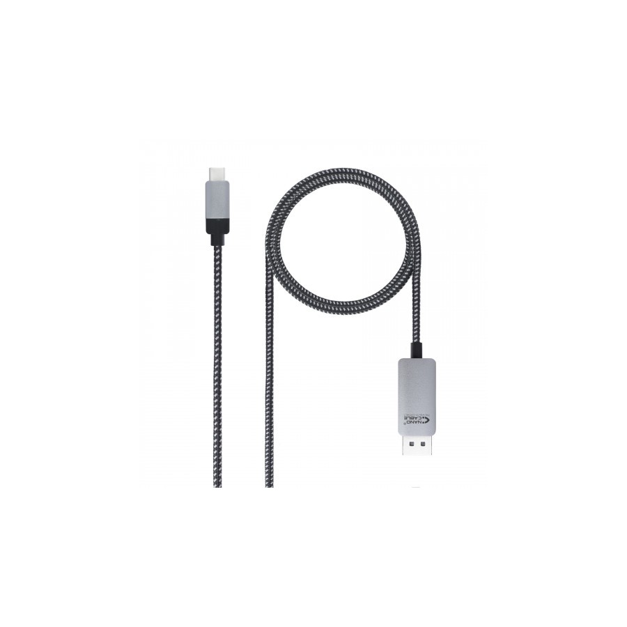 7099-Nanocable 10.15.5002 adaptador de cable de video 1,8 m USB Tipo C DisplayPort Aluminio, Negro