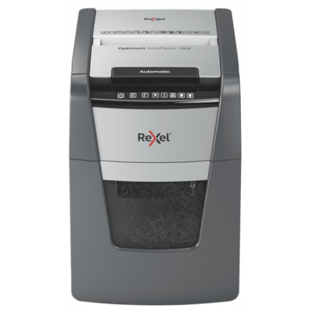 7182-Rexel Optimum AutoFeed+ 100X triturador de papel Corte cruzado 55 dB 22 cm Negro, Gris