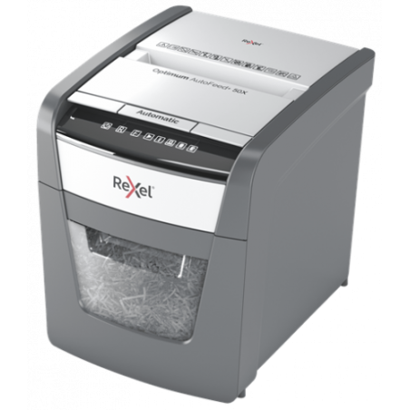 7185-Rexel Optimum AutoFeed+ 50X triturador de papel Corte cruzado 55 dB 22 cm Negro, Gris