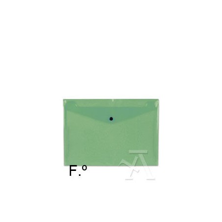 7262-SOBRE POLIPROPILENO FOLIO SOLAPA C/BROCHE PLASTICO VERDE CARCHIVO 342K15