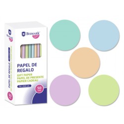 7272-ROLLO PAPEL DE REGALO PASTEL 70X200 CM BISMARK 328712