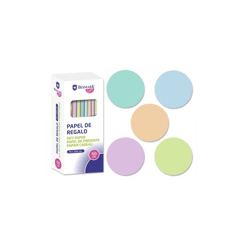 7272-ROLLO PAPEL DE REGALO PASTEL 70X200 CM BISMARK 328712