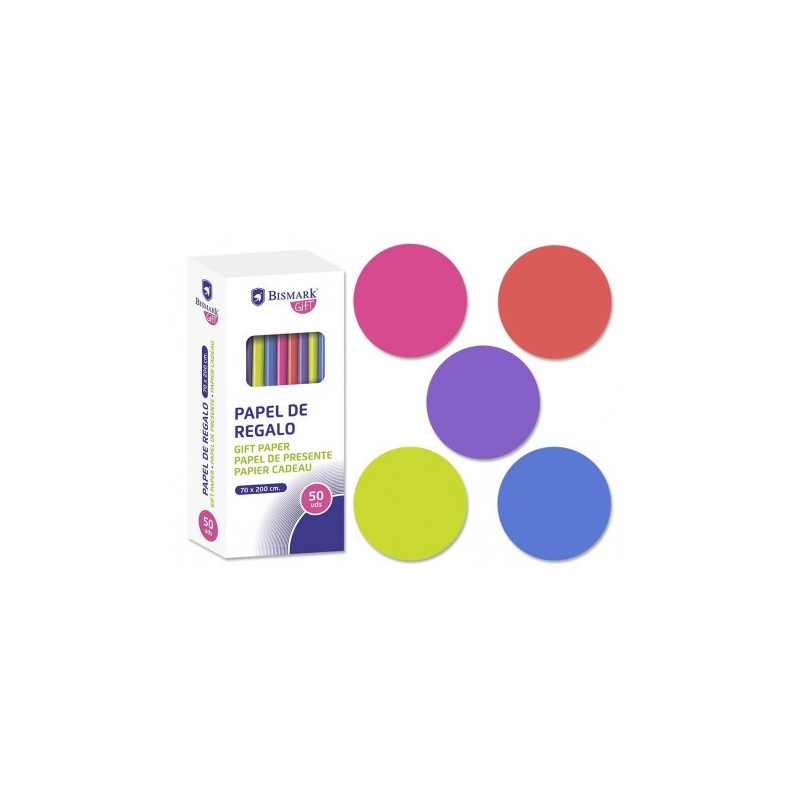 7273-ROLLO PAPEL DE REGALO NEON 70X200 CM BISMARK 328713