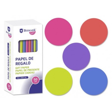 7273-ROLLO PAPEL DE REGALO NEON 70X200 CM BISMARK 328713