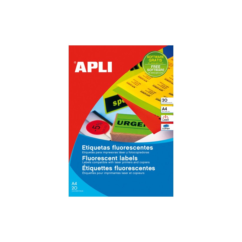 7290-PACK 20 HOJAS (20UD.)ETIQUETAS AMARILLO FLUORESCENTE PERMANENTES 210,0 X 297,0 MM APLI 2878 7290-PACK 20 HOJAS (20UD.)ETIQUETAS AMARILLO FLUORESCENTE PERMANENTES 210,0 X 297,0 MM APLI 2878