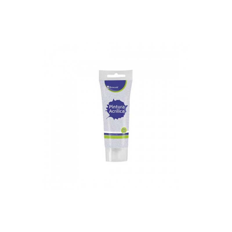 7345-BOTE PINTURA ACRILICA 75 ML PLATA CON GLITTER BISMARK 328673