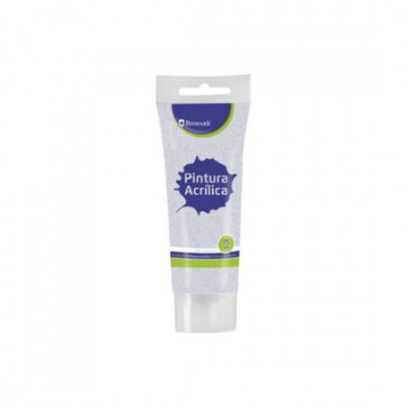 7345-BOTE PINTURA ACRILICA 75 ML PLATA CON GLITTER BISMARK 328673