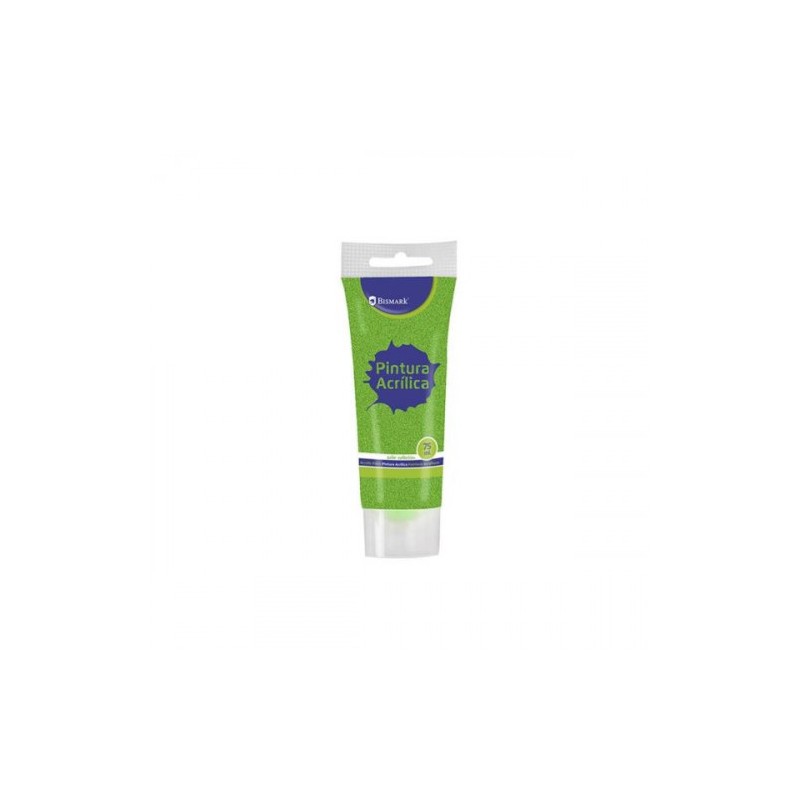 7347-BOTE PINTURA ACRILICA 75 ML VERDE CON GLITTER BISMARK 328675