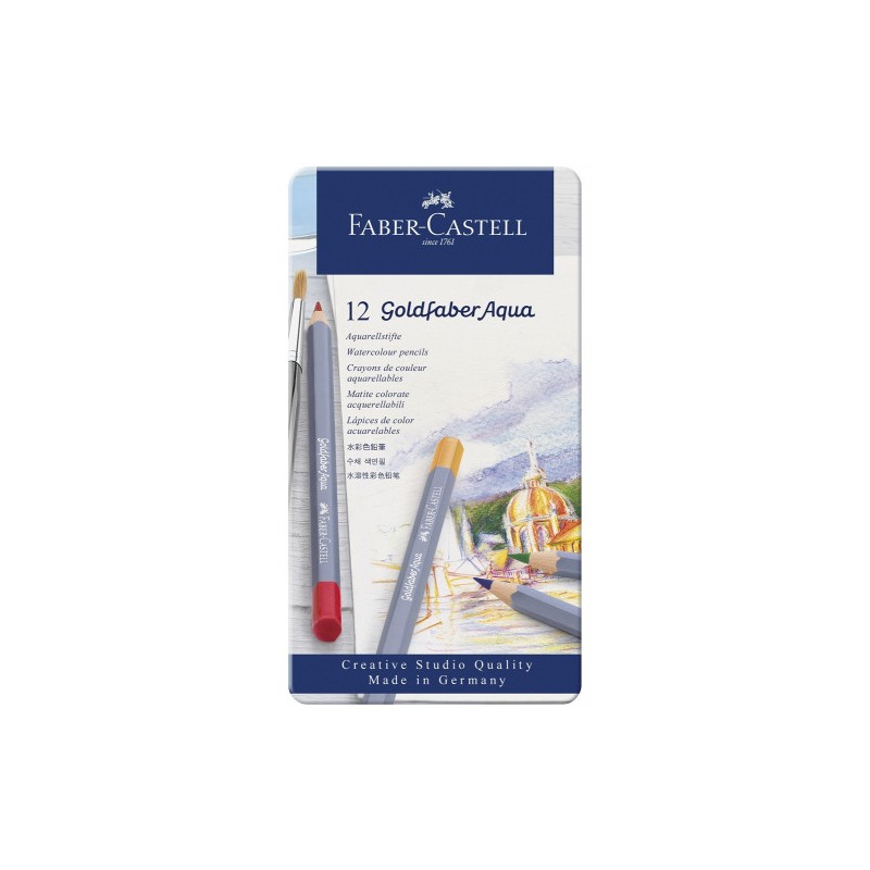 7537-ESTUCHE DE METAL CON 12 LAPICES DE COLORES ACUARELABLES GOLDFABER. FABER CASTELL 114612