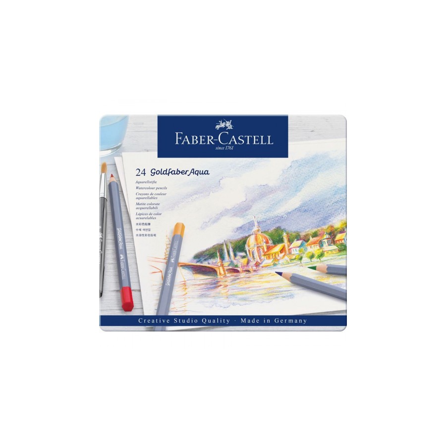 7538-ESTUCHE DE METAL CON 24 LAPICES DE COLORES ACUARELABLES GOLDFABER. FABER CASTELL 114624