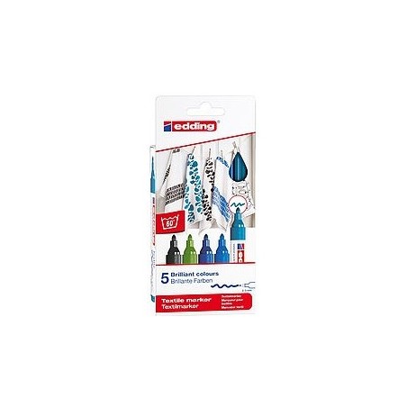 7553-PACK 5 MARCADORES TEXTILES. COLORES FRIOS. EDDING 4500-5-S-099