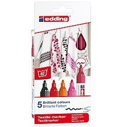 7554-PACK 5 MARCADORES TEXTILES. COLORES CALIDOS. EDDING 4500-5-S-999