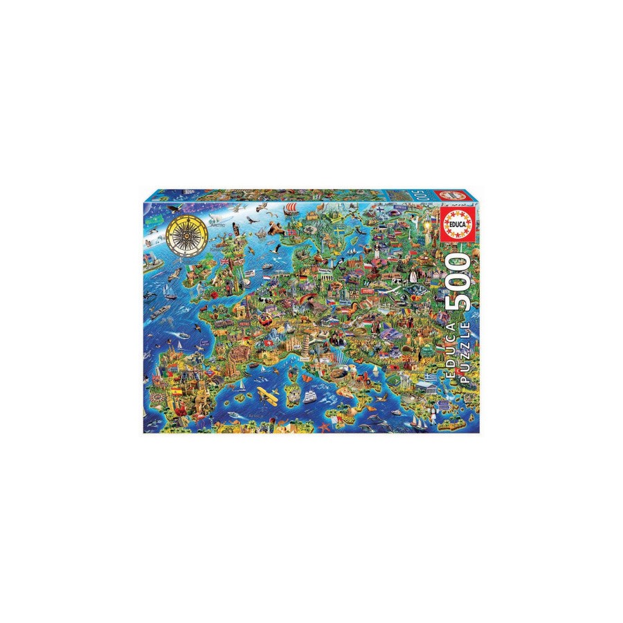 7588-Educa Crazy European Map Puzzle rompecabezas 500 pieza(s)