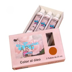 7637-CAJA 3 TUBOS 21ML. OLEO No.20 ROJO CADMIUN OSCURO WONDER ART BY PRYSE 6250020