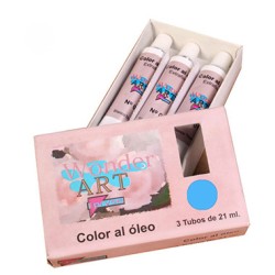 7641-CAJA 3 TUBOS 21ML. OLEO No.29 AZUL CYAN WONDER ART BY PRYSE 6250029