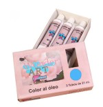 7641-CAJA 3 TUBOS 21ML. OLEO No.29 AZUL CYAN WONDER ART BY PRYSE 6250029