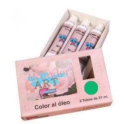 7646-CAJA 3 TUBOS 21ML. OLEO No.47 VERDE PERMANENTE WONDER ART BY PRYSE 6250047