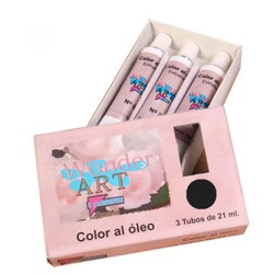 7650-CAJA 3 TUBOS 21ML. OLEO No.66 NEGRO MARFIL WONDER ART BY PRYSE 6250066
