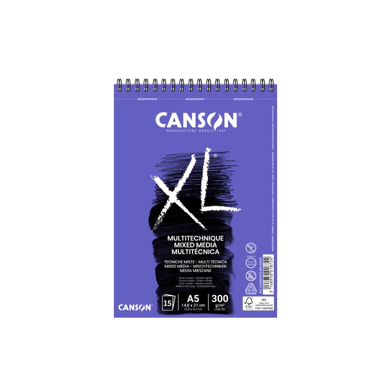 7740-Canson XL Mix Media Bloc de hojas de papel para bellas artes 15 hojas 7740-Canson XL Mix Media Bloc de hojas de papel para bellas artes 15 hojas