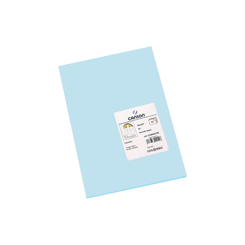 7764-PACK 50 HOJAS CARTULINA IRIS A3 185G AZUL CIELO CANSON C200040199
